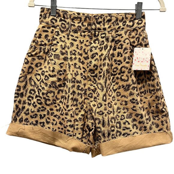 Free People Cheetah High Rise Shorts, NWT, 25 - Picture 1 of 9